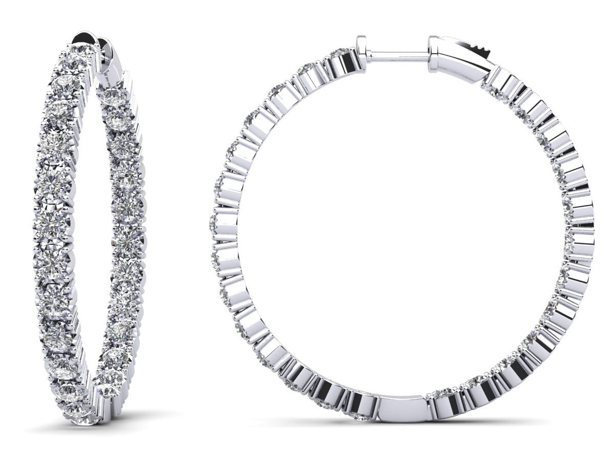 Diamond Crown Hoop Earrings Large Diamond with 1.54 ct.(finished) 1.75mm - Luxury Time NYC